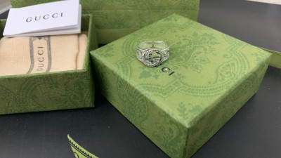 구ㅉ 더블G 도트 패턴 오픈 링