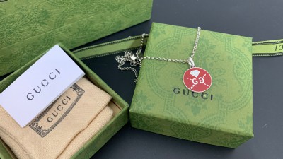 구ㅉ 더블G 멀티컬러 에나멜 다이아몬드 펜던트 목걸이