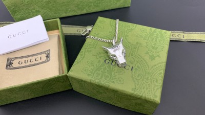 구ㅉ Anger Forest 울프 헤드 펜던트 목걸이