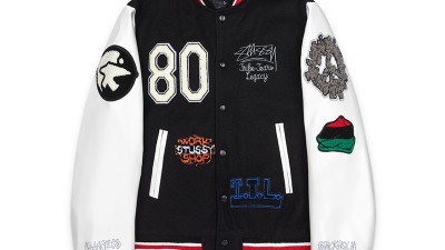 [NORMAL] 공용 스ㅌ시 X 아워레가시 X 데님 티어스 TTL 바시티 자켓 블랙