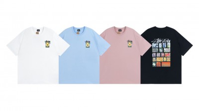 [NORMAL] 공용 스ㅌ시 플라워 그리드 피그먼트 다이드 티셔츠 4컬러