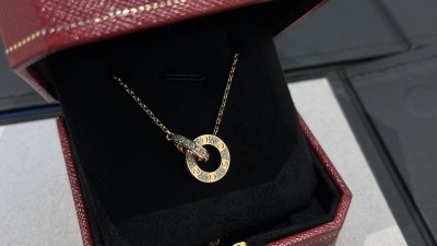 까ㄹ띠에 러브 더블 링 목걸이 다이아몬드 풀파베