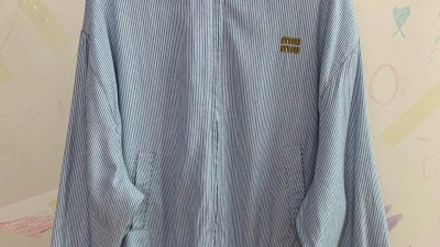 [공용] 미ㅇ미우 스트라이프 포플린 재킷