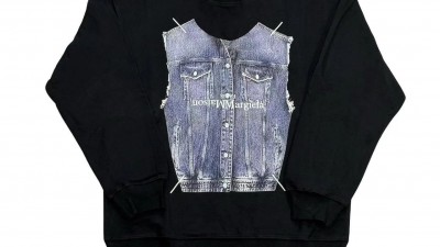 메ㅈ 마르지엘라  데님 베스트 프린트 스웨트셔츠 2컬러