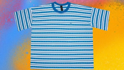 [공용] 크ㄹ하츠 매티보이 블루 스트라이프 크루넥 티셔츠