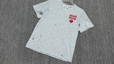 [세일] 미ㅇ미우 하트 로고 코튼 티셔츠