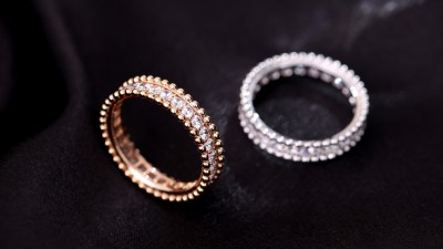 반ㅋ리프 빼를리 다이아몬드 링 1로우 2컬러