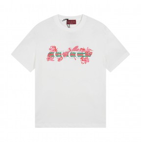 [공용] 구ㅉ 핑크 프린트 디테일 코튼 저지 티셔츠