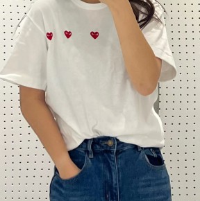 [공용][세일] 꼼ㄷ가르송 트리플 레드하트 티셔츠 2컬러