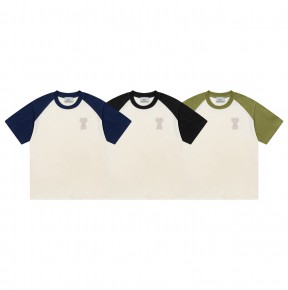 [공용] 아ㅁ 투톤 크로셰 패치 티셔츠 3컬러